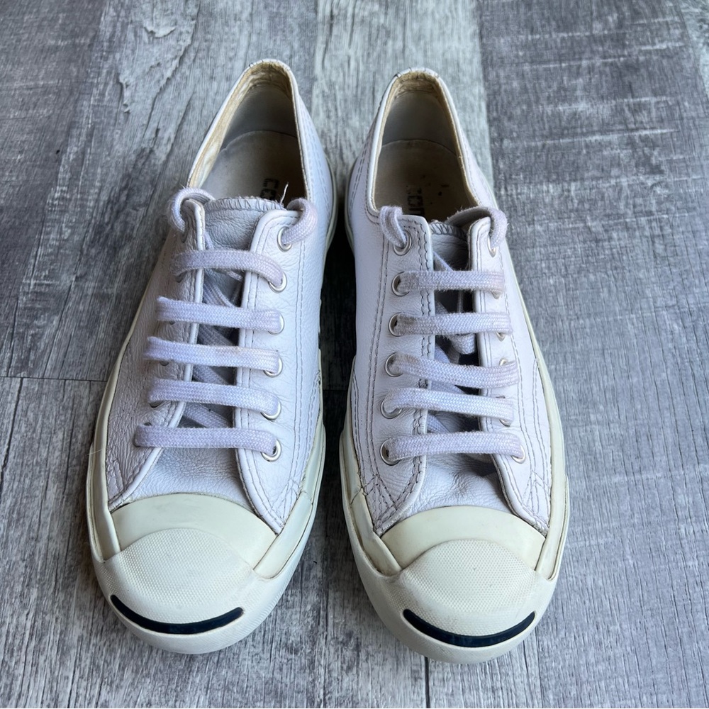 Converse Jack Purcell Womens Size 7.5 White Leather Low Top Shoes Sneakers
